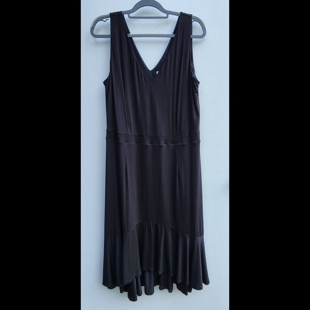 Boden Dress Size 16 Black Jersey Midi Vneck Sleeveless Viscose Elastane SOFT
